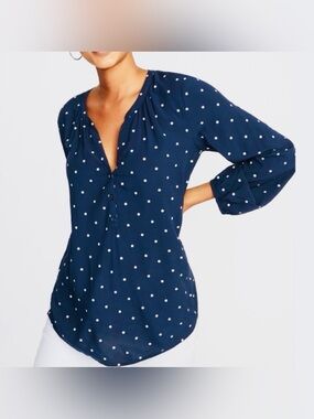 Women’s “Old Navy” Polka Dot V-Neck Henley Blouse